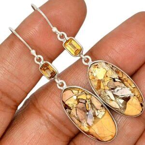 Topaz Colored Leaf Dangle Earrings
